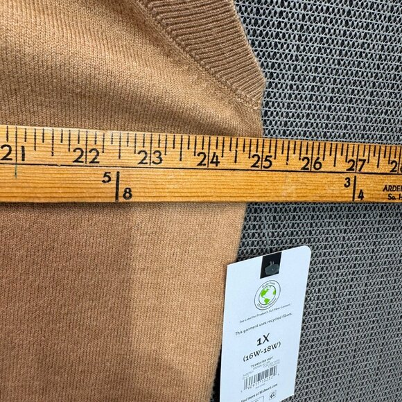 Terra & Sky Womens Plus Size 1X Brown Sweater Vest Recycled Fiber - Picture 5 of 6